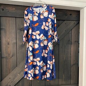 Bluenotes Kids Floral Knit Dress in Navy and Peach